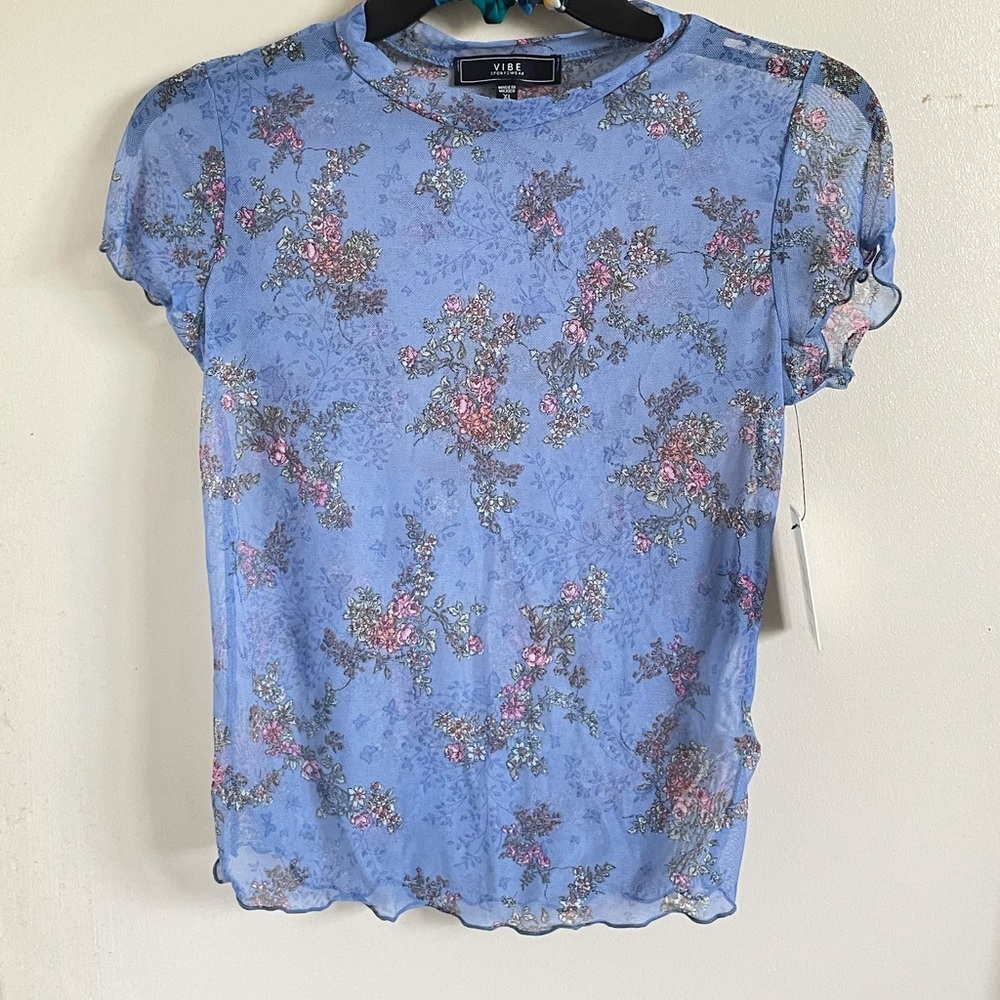 Mesh floral crop top
